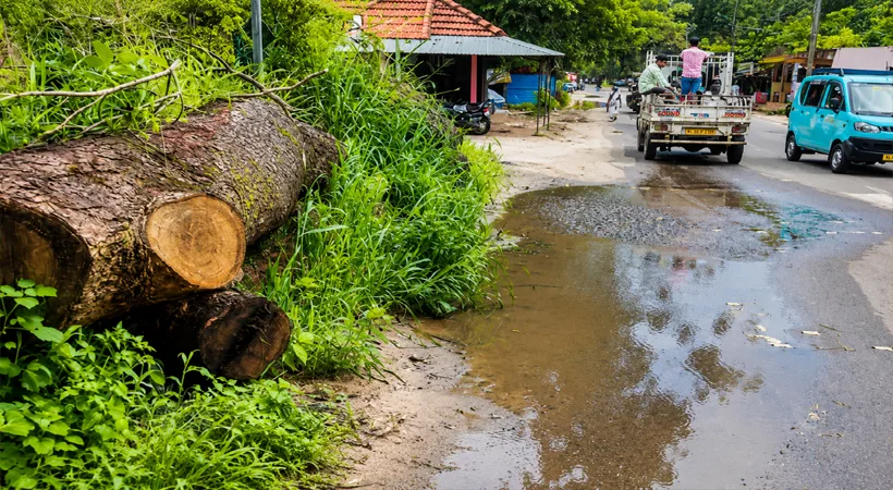 ആര്യക്കരയിൽ അപകടക്കെണിയായി റോഡിരികിലെ തടികൾ